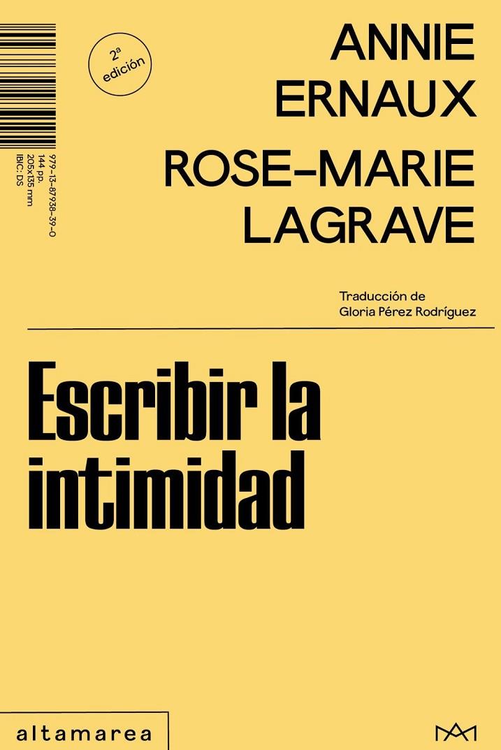 Escribir la intimidad | 9791387938390 | Ernaux, Annie / Lagrave, Rose-Marie