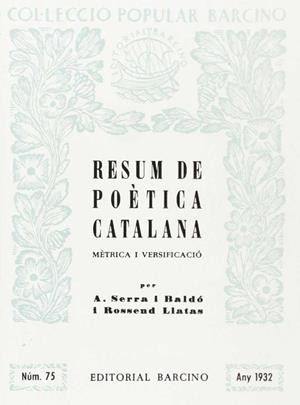 Resum de poètica catalana | 9788472263878 | Serra i Baldó, Alfons / Llates, Rossend
